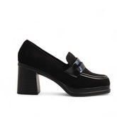 Europeon Union Women Black Leather X Chamois Shoes #3166